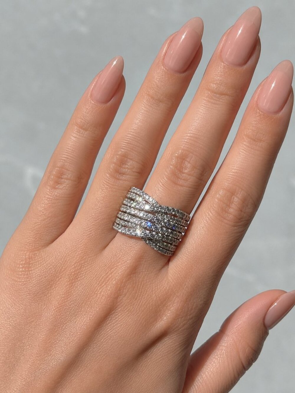 NEW 14K White Gold Diamond Ring Band Chunky Thick Ring Band